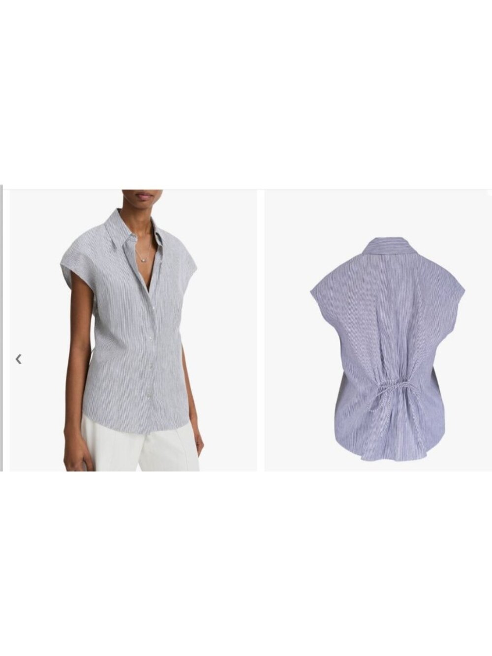 Vince Iris Slate & White Ticking Stripe Blouse Medium